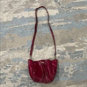 Hobo Puck Convertible Cherry Red Leather Bucket Bag Crossbody/Backpack